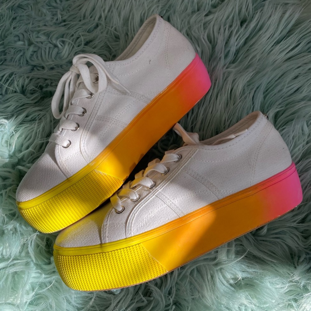 STEVE MADDEN NEON RAINBOW 70s PLATFORM SNEAKERS